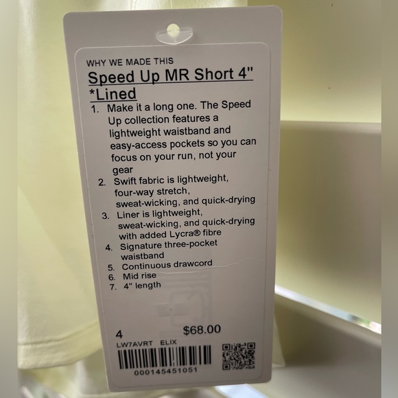NWT Lululemon Speed Up MR Short 4" *Lined sz 4 in ELIX - Picture 3 of 6
